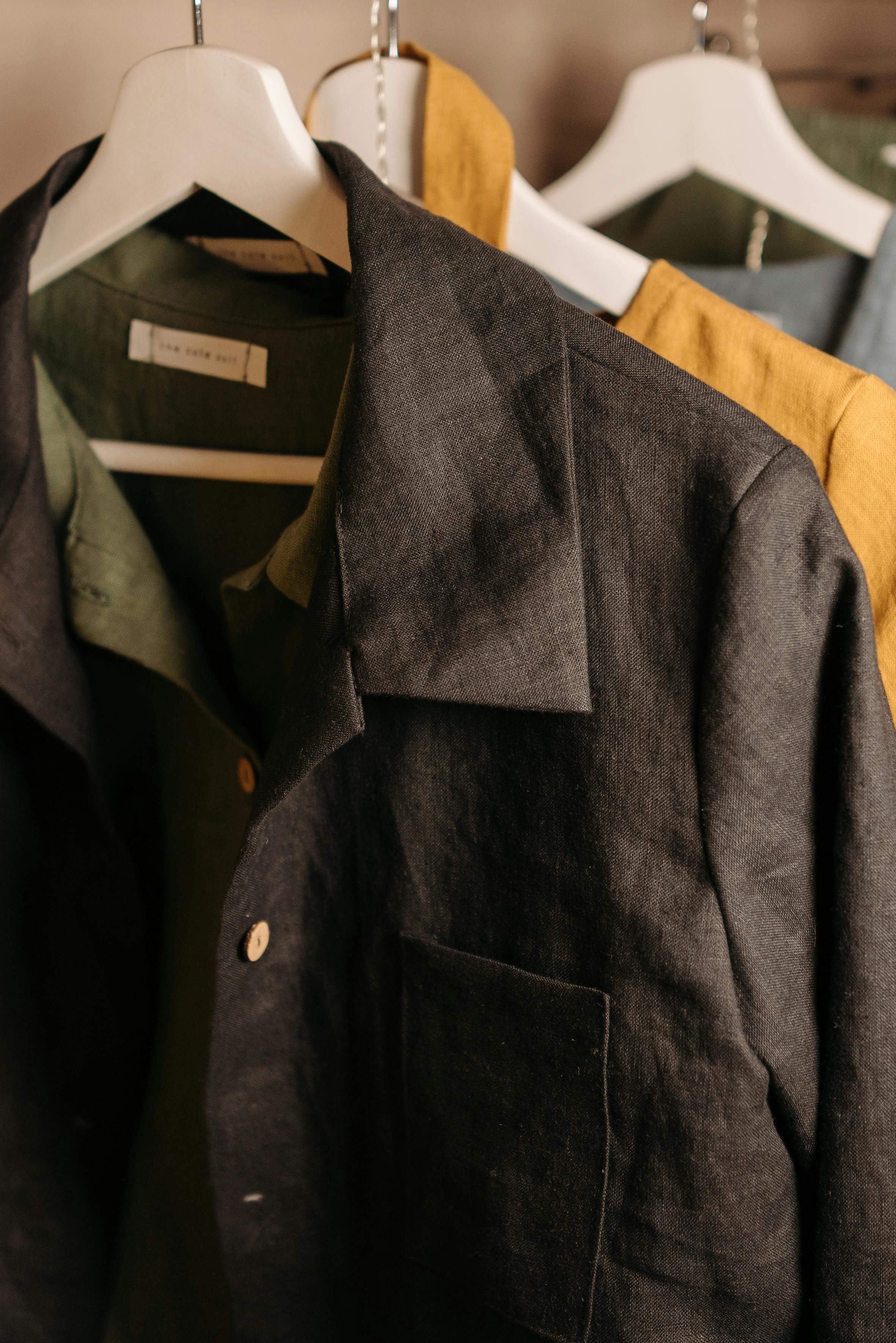linen blazer on hanger